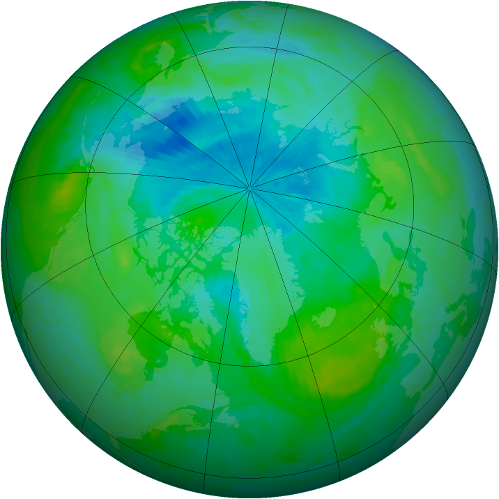 Arctic ozone map for 15 August 2000